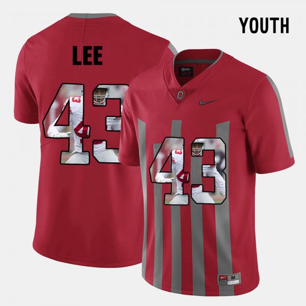 Ohio State Buckeyes Darron Lee Youth #43 Red Pictorial Fashion College Football Jersey 2404QAGK6